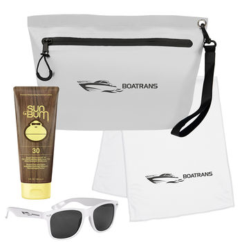 Lounge Kit with Sun Bum&reg; Sunscreen, Cooling Towel, and Sunglasses in Dry Pouch