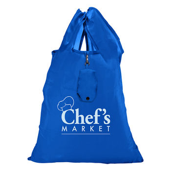 13.5" x 19" Polyester Tote Folds Into Snap-Closure Pouch