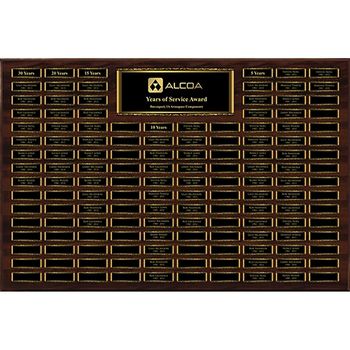 144-Plate Scroll Border Plaque, Dark Walnut Finish,  Easy Perpetual Plate Ordering