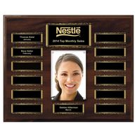 *NEW* 13-Plate Scroll Border Photo Plaque, Walnut Finish, Easy Perpetual Plate Ordering