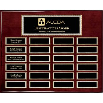 *NEW* 24-Plate Pearl Border Plaque, Rosewood Piano Finish, Easy Perpetual Plate Ordering