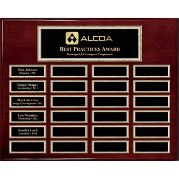 24-Plate Pearl Border Plaque, Rosewood Piano Finish, Easy Perpetual Plate Ordering