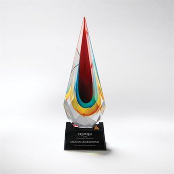 Glass Faceted Rainbow Drop Award