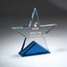 Clear Glass Star Award With Blue Triangle Base