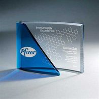 Two-Tone Crescent Curved Glass Award