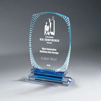 *NEW* Etched Edge Crystal Award With Layered Base