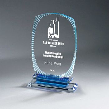 Etched Edge Crystal Award With Layered Base