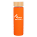 18 oz Glass Water Bottle with Bamboo Lid and Stylish Knurled Silicone Sleeve 