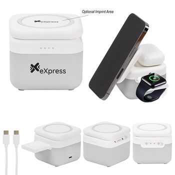 3-IN-1 Compact Wireless Charger for Apple® Watch, Airpods®, and MagSafe Compatible iPhones