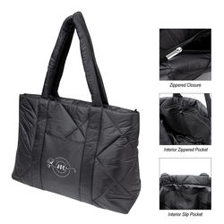 *NEW* 13” x 18” Luxe Water-Resistant Nylon-Quilted Puffer Tote Bag