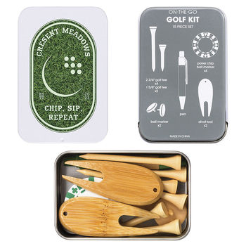 On The Go Golf Kit - 4 Tees, 2 Poker Chips, 2 Wood Markers, 2 Divot Tools, Pen