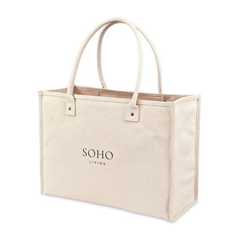 19” x 14” x 6.5” 16 Oz Structured Cotton Canvas Jumbo Market Street Tote is Perfect from the Office to the Market 