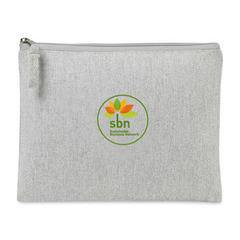 Recycled Cotton Zippered Accessory Pouch Has Traceable Fiber Particles Allowing You To Track and Validate Impact From Its Origin 