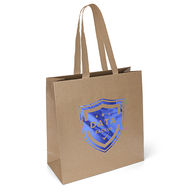*NEW* 14 x 14 Sturdy Matte-Laminated Kraft-Brown 100% Recycled Paper Bag with Brown Cotton Twill Handle - Foil Imprint