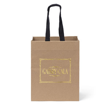 *NEW* 7” x 9” Kraft-Brown 100% Recycled Paper Bag with Black Cotton Twill Handles - Foil Imprint