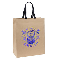 *NEW* 13” x 16” Kraft-Brown 100% Recycled Paper Bag with Black Cotton Twill Handles - Foil Imprint 