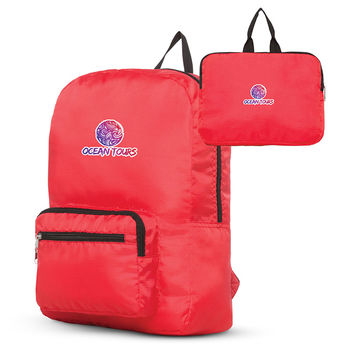 17" Packable Polyester Backpack Folds Into Pouch