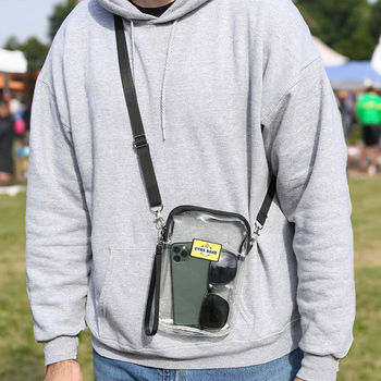 9" x 6" Clear Crossbody Clutch Bag with Detachable Shoulder Strap and Metal Plate with a Full-Color Imprint- Stadium Security Approved