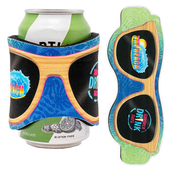 Sunglasses-Shaped Slap Wrap Bottle Insulator with Full-Color Printing