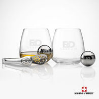 *NEW* Swiss Force® Whiskey Taster Set with Glasses, Stainless Steel Ice Balls and , and Serving Tongs