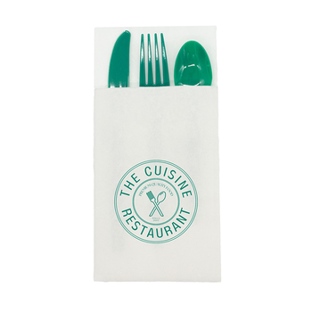 *NEW* Paper Napkin with Pocket, Utensils Included (1-Color Imprint)