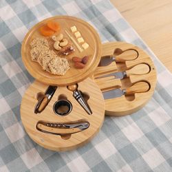 *NEW* 8-Piece Swivel Top Bamboo Cheese Board Set