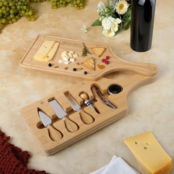 *NEW* 7-Piece Bamboo Wine & Cheese Board Set