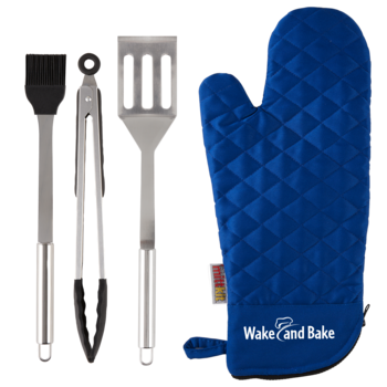 *NEW* BBQ Grillingt Kit with Mitt, Tongs, Spatula and Basting Brush