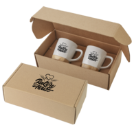 *NEW* Set of 11 oz Ceramic Mugs with Removable Bamboo Coaster in a Shippable, Secure, Custom-Fit Gift Box