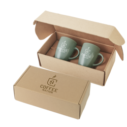 *NEW* Two 12 oz Ceramic Mugs in a Shippable, Secure, Custom-Fit Gift Box 