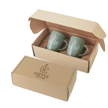 *NEW* Two 12 oz Ceramic Mugs in a Shippable, Secure, Custom-Fit Gift Box 