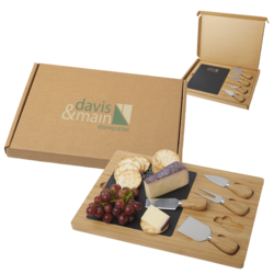 *NEW* 14” x 10” Slate Cheese Board with Cheese Utensils in a Shippable, Secure, Custom-Fit Gift Box