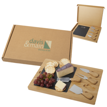 *NEW* 14” x 10” Slate Cheese Board with Cheese Utensils in a Shippable, Secure, Custom-Fit Gift Box