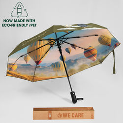 *NEW* 44" Arc Auto-Open Recycled Polyester Umbrella with Rubberized Handle and Full-Color Outside AND Inside Canopy  (13" Folded)