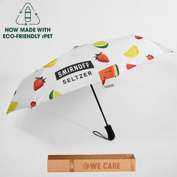 *NEW* 44" Arc Auto-Open Recycled Polyester Umbrella with Rubberized Handle and Full-Color Outside Canopy  (13" Folded)