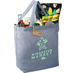 *NEW* 13" x 11" 5 oz. Recycled Cotton Grocery Tote with Sturdy Covered Bottom Board - 1% of Sales Donated to Eco Nonprofits - Eco-Good