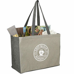 *NEW* 16" x 11" 5.6 oz Recycled Cotton Shopper Tote with Contrasting Sides - 1% of Sales Donated to Eco Nonprofits - Eco-Best