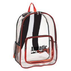 *NEW* 13" x 18" X 6” Clear Backpack with Padded Shoulder Straps, Zippered Pocket and Two Side Mesh Pockets - Stadium Security Approved 