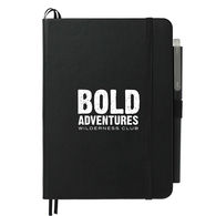 *NEW* 5 x 7 Bound Hard Cover Journal Made From Recycled Polyester with UNimprinted Pen - BUDGET