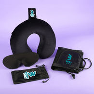 *NEW* Rest Easy Travel Kit Includes Weighted Eye Mask with Lavender and Flaxseed and Memory Foam Travel Pillow Packed in a Mesh Drawstring Bag