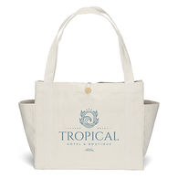 *NEW*18 x 15 14 oz Cotton Tote with Wood Button, Two Side Pockets and Generous 32 Long Handles is Perfect for Beaches and Markets