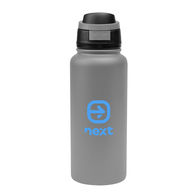 *NEW* 32 oz Recycled Stainless Steel, Double-Wall Insulated, Powder-Coated Pop and Sip Bottle with Push-Button Lid and Carry Handle