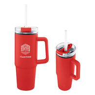 *NEW* 30 oz Stainless Steel Outer and PLASTIC Inner Liner Tumbler with Straw and Drink-Thru Lid with Matching Color PLASTIC Handle Fits in Cup Holders