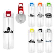 *NEW* 24 oz Budget Clear Water Bottle with Two-Tone Pop-Up Sip or Swig Lid is Made from Recycled Plastic