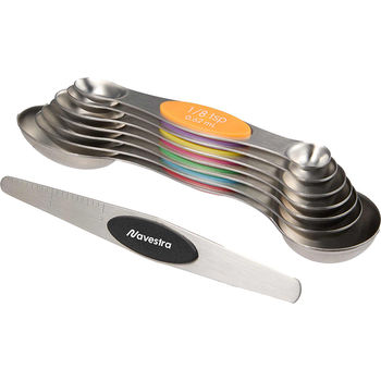 *NEW* Stainless Steel Magnetic Nesting 8-Piece Dual-Sided Measuring Spoon Set