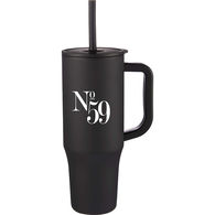 *NEW* 30 oz Recycled Plastic Double-Wall Constructed Flexible Straw Tumbler with Colored PLASTIC Handle Fits in Cup Holders