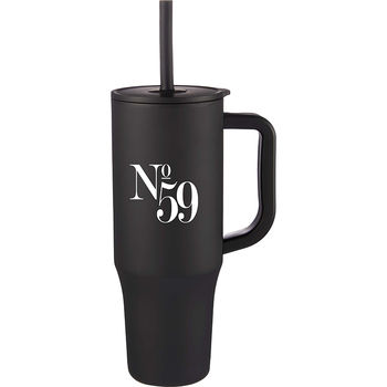 *NEW* 30 oz Recycled Plastic Double-Wall Constructed Flexible Straw Tumbler with Colored PLASTIC Handle Fits in Cup Holders