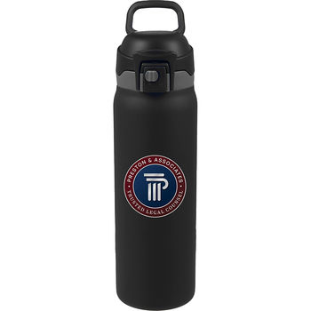 *NEW* 30 oz Recycled Stainless Steel Powder-Coated Lockable 100% Leakproof Bottle Allows for Easy Sip or Swig with a Button Push