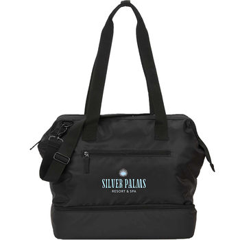 *NEW* Recycled Polyester Water-Repellent Weekender Tote with Wire Top Opening for Easier Packing and a Drop-Bottom Compartment - 1% of Sales Donated to Eco Nonprofits