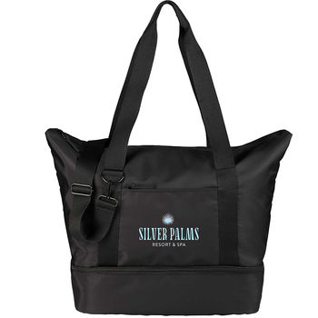 *NEW* Recycled Polyester Water-Repellent Travel Tote with Oversized Main and Drop-Bottom Compartments - 1% of Sales Donated to Eco Nonprofits